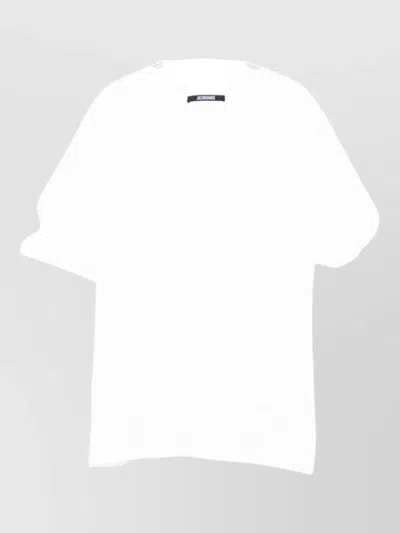 Jacquemus Boxy Silk-nylon Blend Top With Subtle Logo In White
