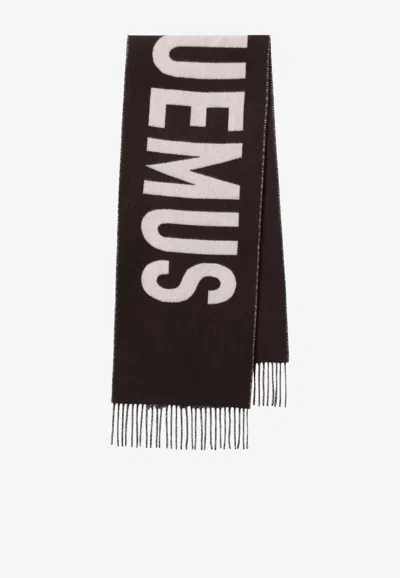Jacquemus Reversible Logo Scarf In Brown