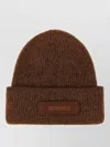Jacquemus Le Bonnet Gros-grain Ribbed Beanie Hat In Brown