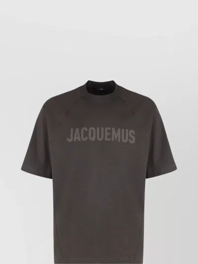 Jacquemus Ribbed Collar Crew-neck T-shirt In Cotton In Brown