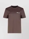 Jacquemus Ribbed Collar Crew-neck T-shirt In Cotton In Brown