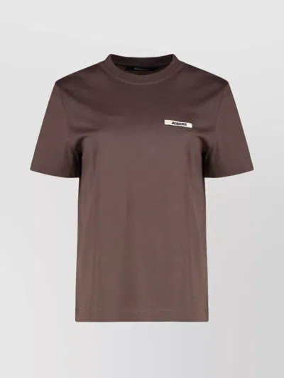 JACQUEMUS RIBBED COLLAR CREW-NECK T-SHIRT IN COTTON