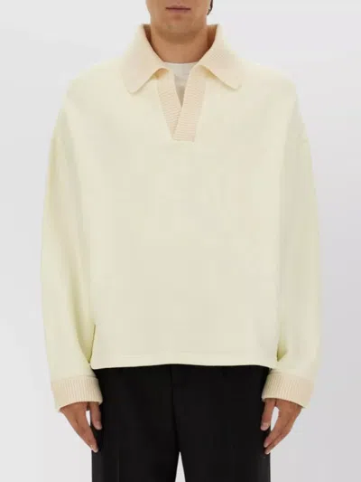 Jacquemus Ribbed Collar Long Sleeves Jumper In Yellow