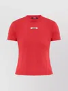 Jacquemus Crew Neck Short Sleeve Tops With Ribbed Detail In Red