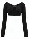 Jacquemus Ribbed Cropped Cardigan With Off-shoulder Neckline In Black