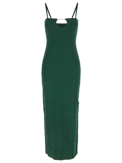 Jacquemus Ribbed Dress In Green