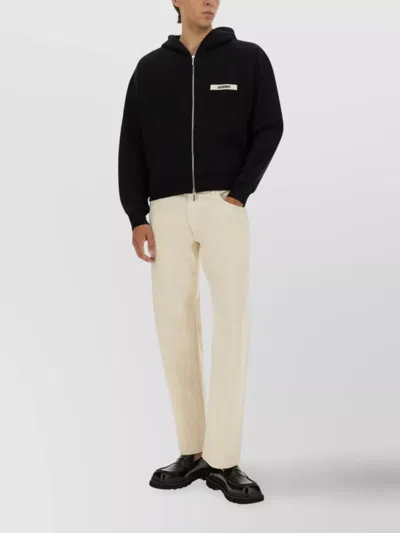 Jacquemus Ribbed Hooded Sweater With Cuffs And Hem In Black