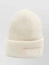 Jacquemus Ribbed Knit Beanie With Contrasting Folded Brim In Neutral