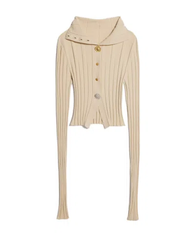 Jacquemus Ribbed-knit Buttoned Cardigan In Nude