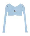 Jacquemus Ribbed Knit Cropped Cardigan In Azure