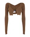 Jacquemus Logo-lettering Cropped Cardigan In Brown
