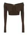 Jacquemus Woman Sweater Chocolate Brown Size 6 Viscose, Polyamide, Elastane, Polyester In Green