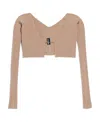 Jacquemus Logo-lettering Cropped Cardigan In Nude