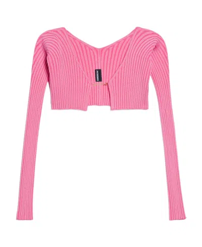 Jacquemus La Maille Pralu Cropped Cardigan In Pink
