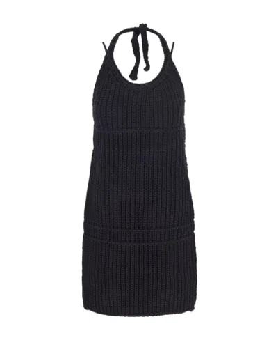 Jacquemus Ribbed-knit Halterneck Minidress In Black