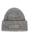 Jacquemus Ribbed Knit Hat With Turn-up Brim In Gray