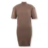 Jacquemus Ribbed Knit High-neck Dress In Pink