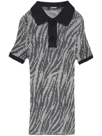 Jacquemus Ribbed-knit Polo Shirt In Black