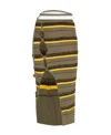 Jacquemus Concha Cutout Striped Seersucker Midi Skirt In Brown