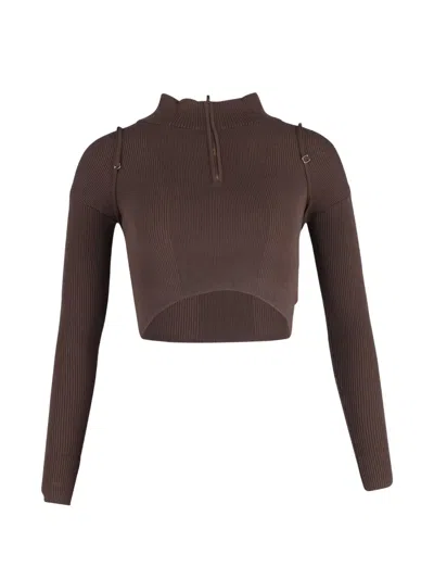 Pre-owned Jacquemus Ribbed-knit Sweater In Brown
