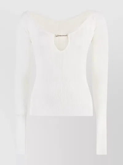 JACQUEMUS RIBBED KNIT TOP KEYHOLE DETAIL