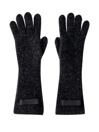 Jacquemus Ribbed Logo Gloves In Gray