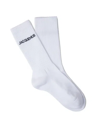 Jacquemus Ribbed Logo Socks In White