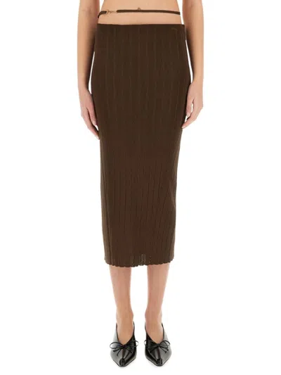 Jacquemus Ribbed Top Featuring Keyhole Detail In Brown