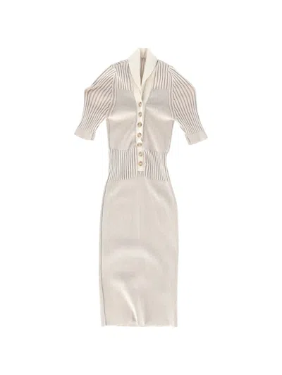 Pre-owned Jacquemus Ribbed Mini Dress In Neutral