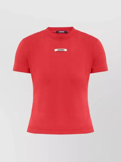 JACQUEMUS RIBBED NECKLINE CREW NECK SHORT SLEEVES