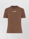 Jacquemus Ribbed Collar Crew-neck T-shirt In Cotton In Brown