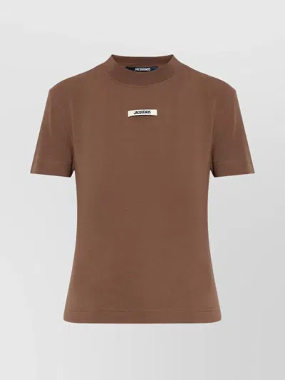 JACQUEMUS RIBBED NECKLINE MOCK NECK TOP