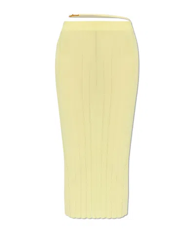 Jacquemus La Jupe Pralù Scallop Hem Midi Skirt In Yellow