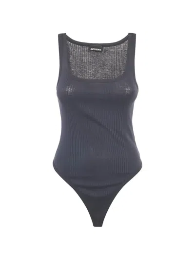 Pre-owned Jacquemus Ribbed Square-neck Top In Blue