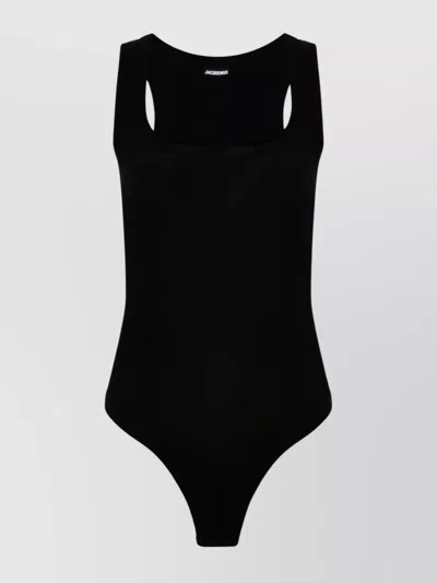 Jacquemus Ribbed Stretch Jersey Race Neckline Bodysuit