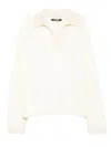 Jacquemus Men Ribbed Sweater With Polo Collar In Neutral