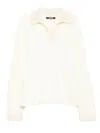 Jacquemus Men Ribbed Sweater With Polo Collar In Neutral