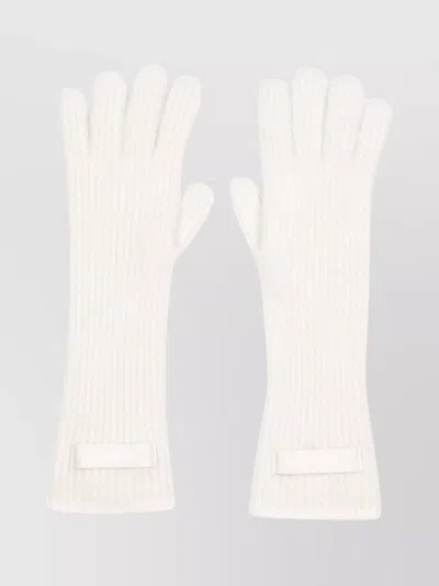 Jacquemus Ribbed Texture Long Length Gloves In Neutrals