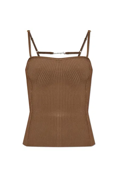 Jacquemus Sierra Logo-plaque Sleeveless T-shirt In Brown