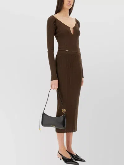 Jacquemus Ribbed Top Featuring Keyhole Detail In Brown
