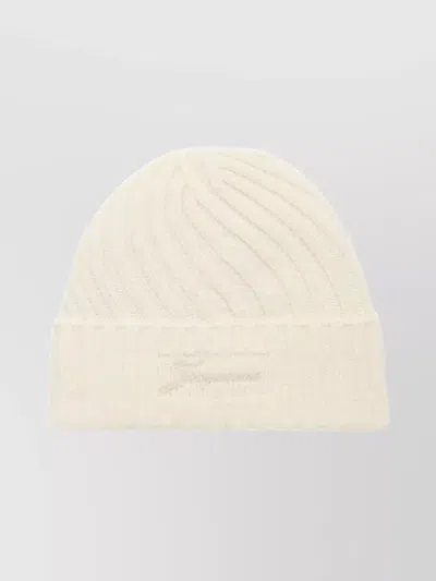 Jacquemus Ribbed Turn-up Brim Hat In Neutral