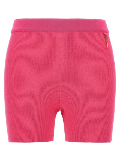 Jacquemus Ribbed Viscose Shorts In Pink