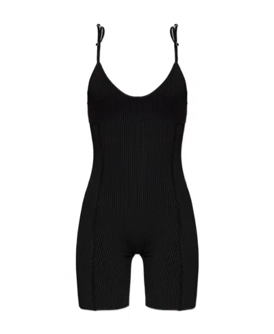 Jacquemus Ribbed Wool All-in-one In Black