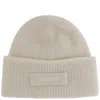 Jacquemus Ribbed Wool Blend Beanie With Logo Patch In White