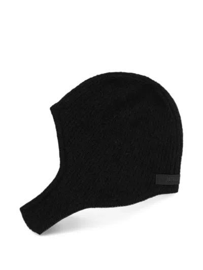 Jacquemus Ribbed-knit Balaclava Hat In Black