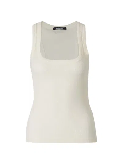 Jacquemus Ribbed-knit Tank Top In White