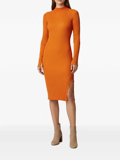 Pre-owned Jacquemus Rib-knit Midi Dress In Orange