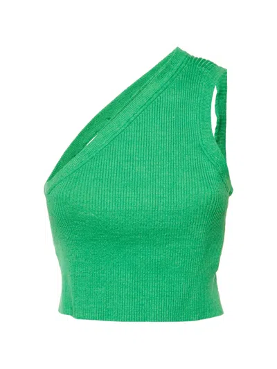 Pre-owned Jacquemus Rib-knit One-shoulder Top In Green