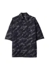 Jacquemus Rio Fish Print Shirt Short Sleeves Pocket In Gray