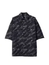 Jacquemus Rio Fish Print Shirt Short Sleeves Pocket In Black